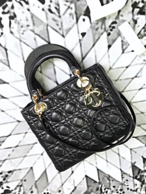 Dior original lambskin lady dior bag 44551 black