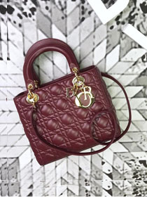 Dior original lambskin lady dior bag 44551 bordeaux