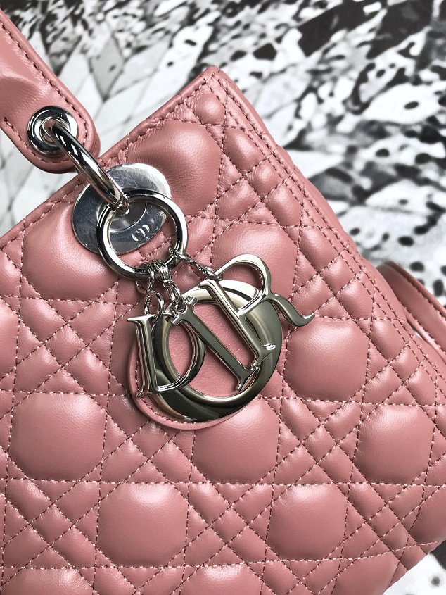 Dior original lambskin lady dior bag 44551 pink