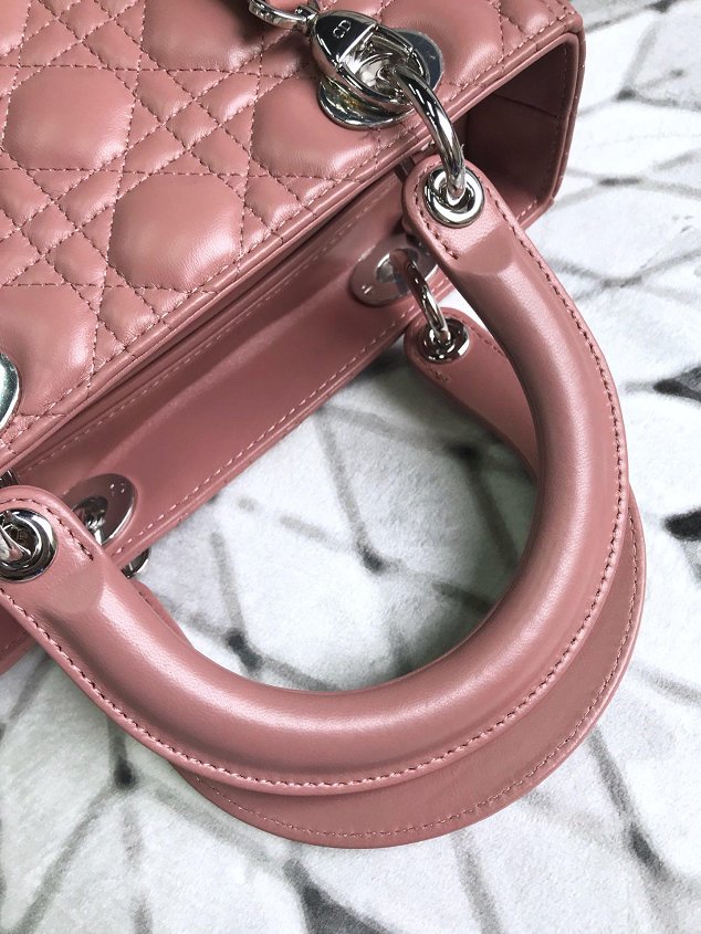 Dior original lambskin lady dior bag 44551 pink