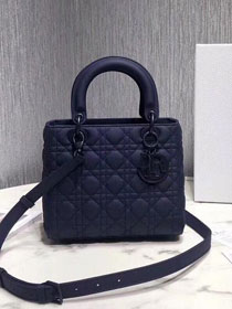 2019 Dior original lambskin medium lady dior ultra-matte bag M0565 navy blue