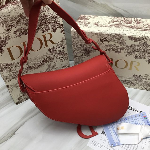2019 Dior original calfskin ultra-matte saddle bag M0446 red