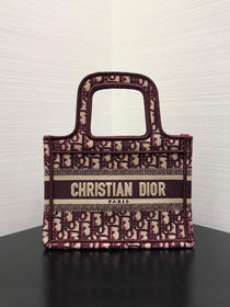 Dior original canvas book mini tote oblique bag S5475 burgundy