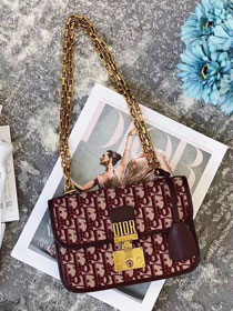 Dior original canvas small dioraddict flap bag M5819 burgundy