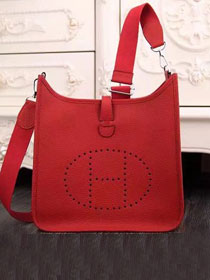 Hermes original togo leather evelyne pm shoulder bag E28 red