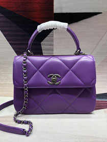 2020 CC original lambskin top handle flap bag A92236 purple