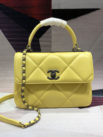 2020 CC original lambskin top handle flap bag A92236 yellow