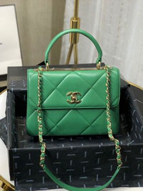 2020 CC original lambskin top handle small flap bag A92236 green