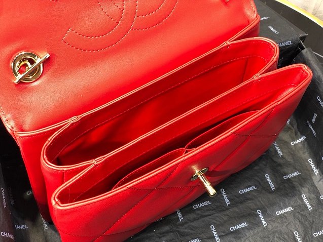 2020 CC original lambskin top handle small flap bag A92236 red