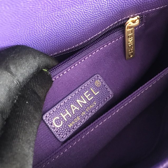 CC original grained calfskin small coco handle bag A92990 purple