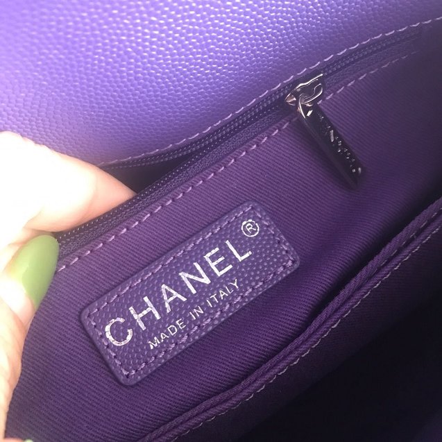 CC original grained calfskin small coco handle bag A92990 purple