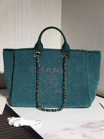 2020 CC original mixed fibers&canvas large shopping bag A66941 turquoise