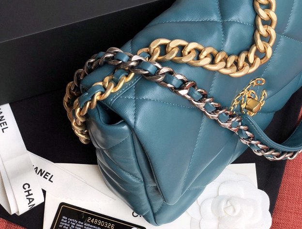 2020 CC original lambskin 19 flap bag AS1160 turquoise