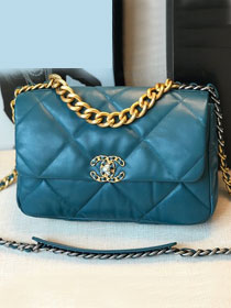 2020 CC original lambskin 19 large flap bag AS1161 turquoise