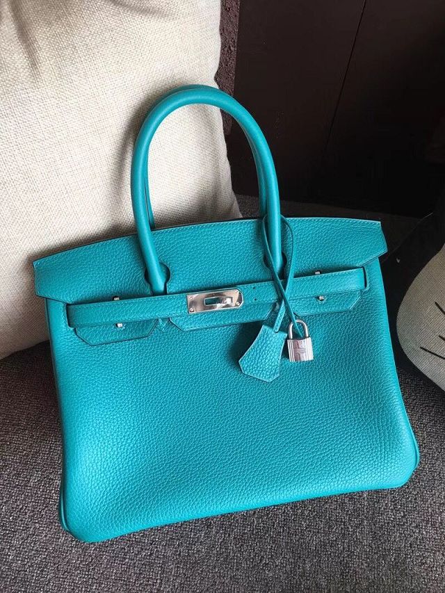 Hermes original togo leather birkin 30 bag H30-1 bright blue