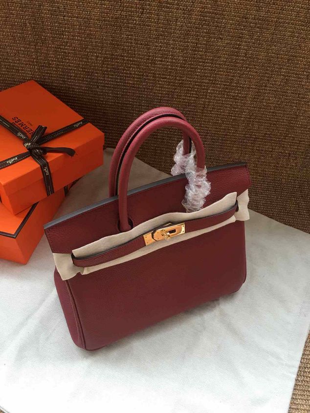 Hermes soft calf leather birkin 25 bag H25-5 bordeaux	