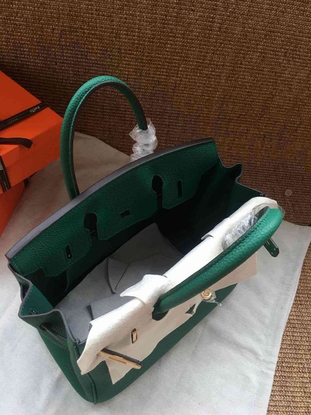 Hermes soft calf leather birkin 25 bag H25-5 green	