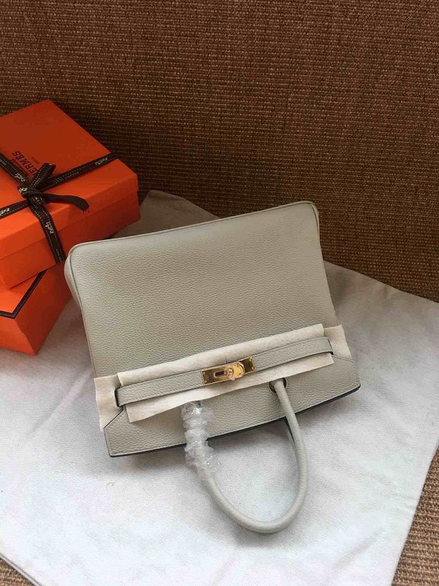 Hermes soft calf leather birkin 25 bag H25-5 light grey