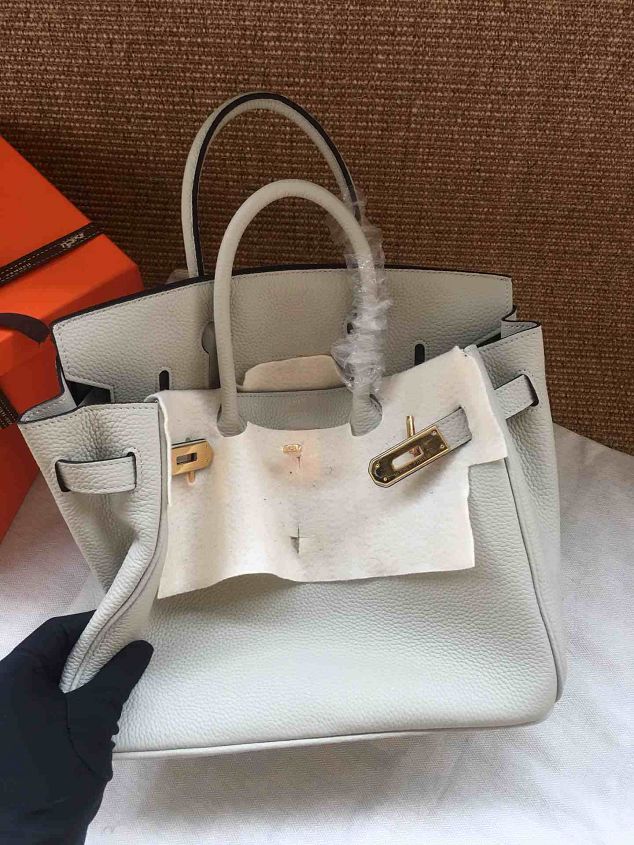 Hermes soft calf leather birkin 25 bag H25-5 light grey