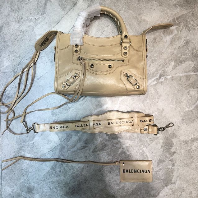 2020 Balenciaga original aged calfskin mini city bag 300295 apricot