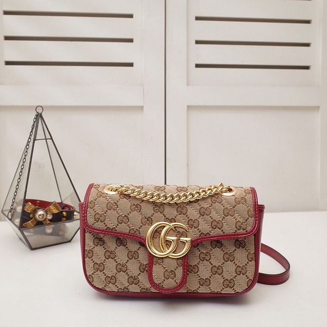 2020 GG original canvas mini marmont bag 446744 red