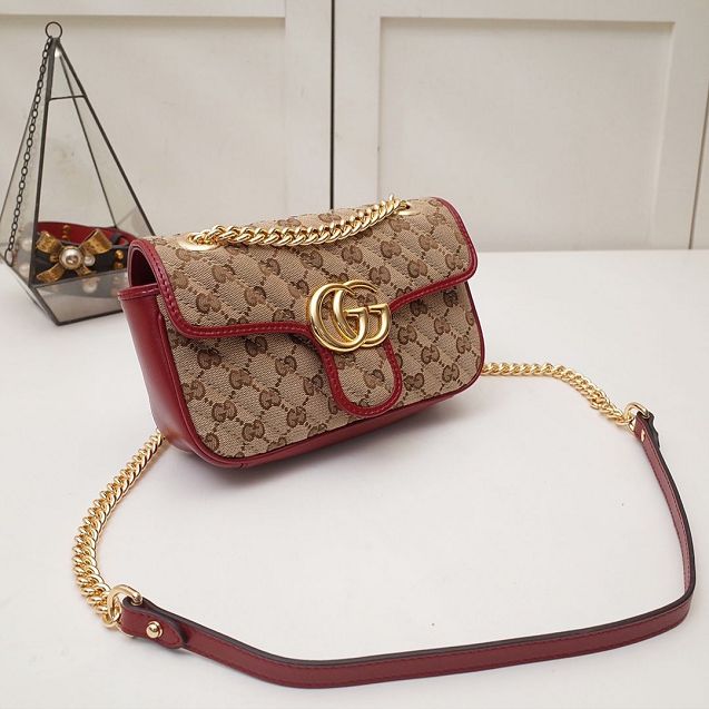 2020 GG original canvas mini marmont bag 446744 red