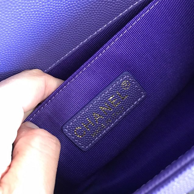 2020 CC original grained calfskin boy handbag A67086-2 purple