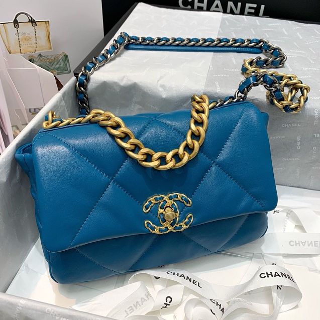 2020 CC original lambskin 19 flap bag AS1160 royal blue