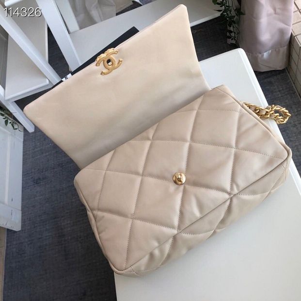 2020 CC original lambskin 19 maxi flap bag AS1162 beige