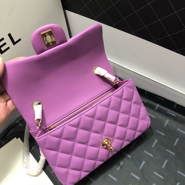 CC original lambskin mini flap bag A69900 purple