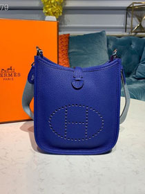 Hermes original togo leather mini evelyne tpm 17 shoulder bag E17 electric blue