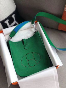 Hermes original togo leather mini evelyne tpm 17 shoulder bag E17 green