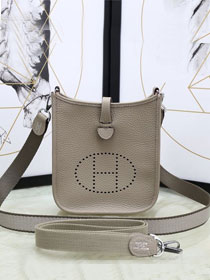 Hermes original togo leather mini evelyne tpm 17 shoulder bag E17-2 light grey