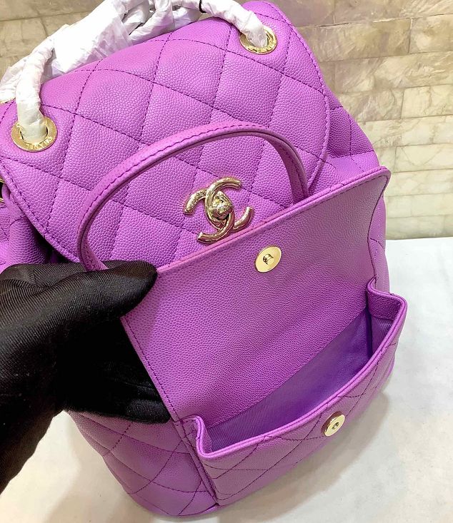 2020 CC original grained calfskin backpack AS1371 purple