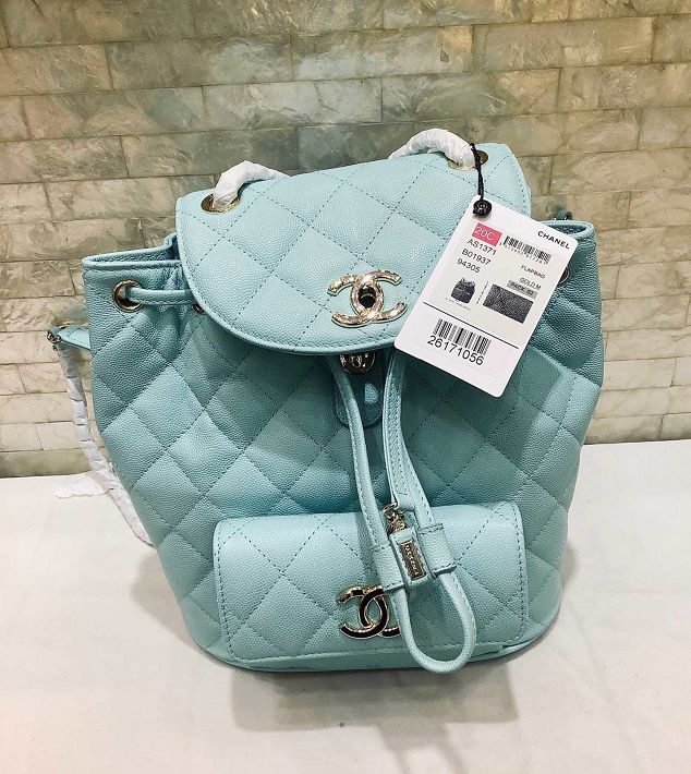 2020 CC original grained calfskin backpack AS1371 sky blue