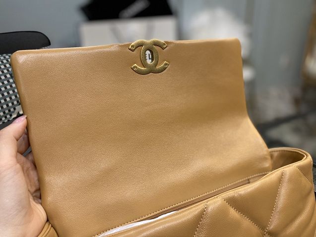 2020 CC original lambskin 19 large flap bag AS1161 apricot