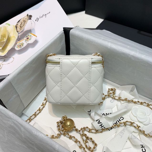 2020 CC original lambskin small box with chain AP1447 white