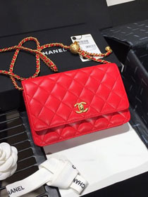 2020 CC original lambskin wallet on chain AP1450 red