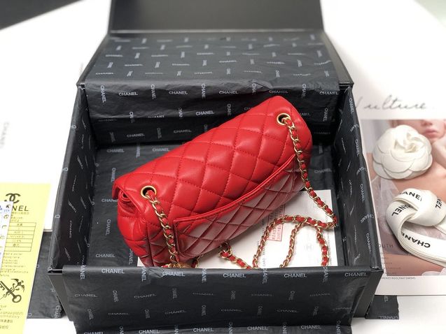 2020 CC original lambskin flap bag AS1787 red