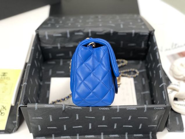 2020 CC original lambskin small flap bag AS1786 blue