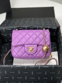 2020 CC original lambskin small flap bag AS1786 purple