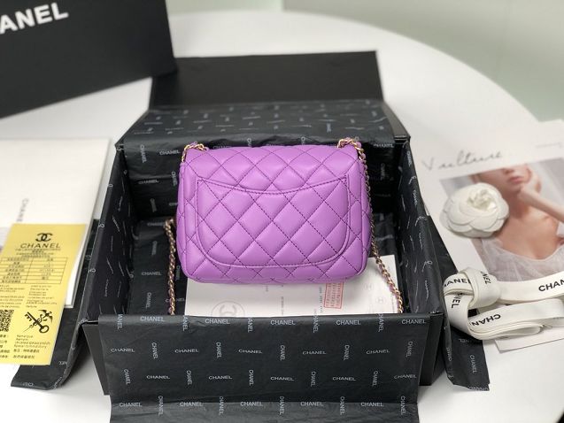 2020 CC original lambskin small flap bag AS1786 purple