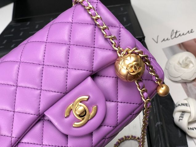 2020 CC original lambskin small flap bag AS1786 purple