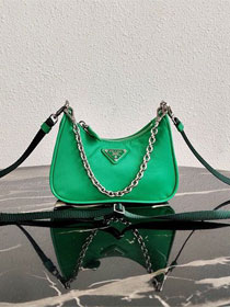 Prada original nylon mini hobo bag 1TT122 green