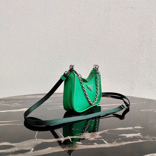 Prada original nylon mini hobo bag 1TT122 green