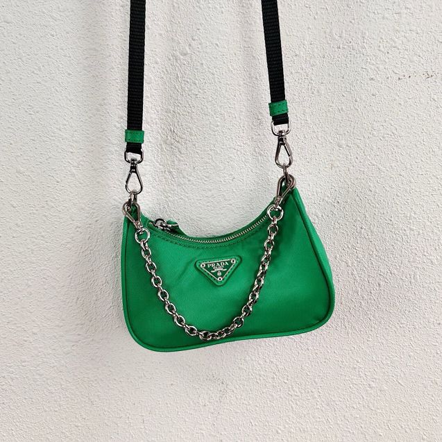 Prada original nylon mini hobo bag 1TT122 green