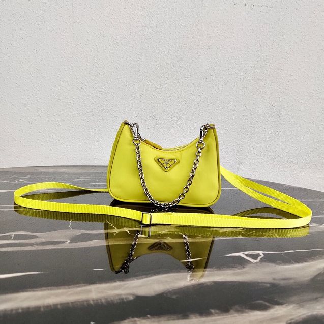 Prada original nylon mini hobo bag 1TT122 yellow