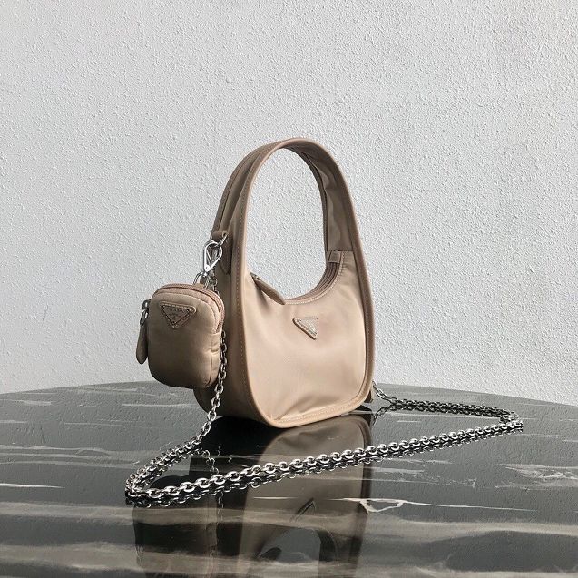 Prada original nylon re-edition 2000 hobo bag 1BC114 apricot