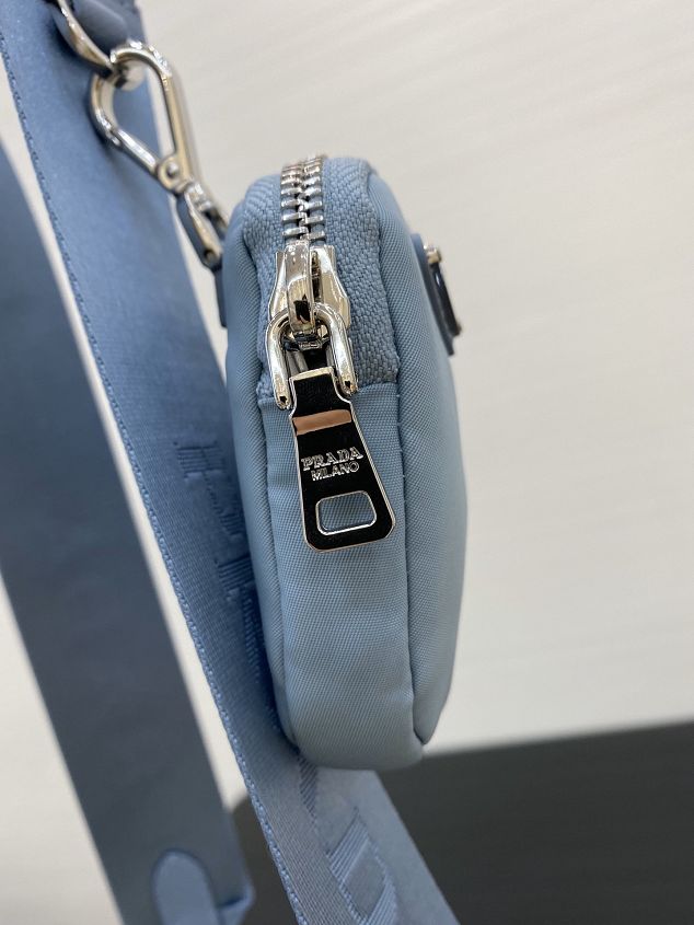 Prada original nylon shoulder bag 1BH204 light blue