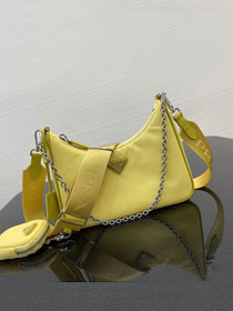 Prada original nylon shoulder bag 1BH204 yellow